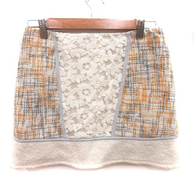 MERCURYDUO(マーキュリーデュオ)のマーキュリーデュオ スカート 台形 ミニ ツイード  刺繍 総柄 M  レディースのスカート(ミニスカート)の商品写真
