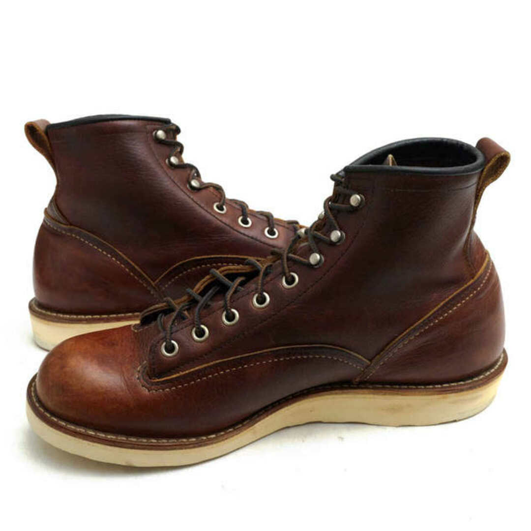 REDWING(レッドウィング)のレッドウィング／RED WING ワークブーツ シューズ 靴 メンズ 男性 男性用レザー 革 本革 ダークブラウン 茶 ブラウン  2906 6inch LINEMAN BOOTS ラインマン トラクショントレッドソール グッドイヤーウェルト製法 定番 メンズの靴/シューズ(ブーツ)の商品写真