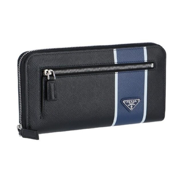 PRADA 長財布 カーフスキン ファスナー 2ML034 ブラック ブルー www