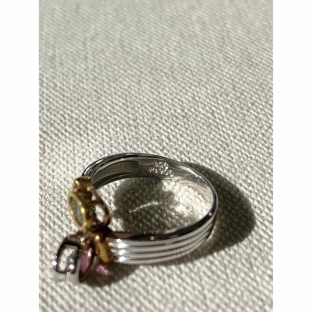 ペリドットとアメジスト 18金とプラチナの贅沢なコンビリング 10号 新品