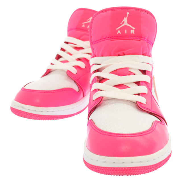 NIKE(ナイキ)のNIKE ナイキ AIR JORDAN 1 MID(GS) hyper pink ナイキ エアジョーダン 1ハイパーピンク ハイカットスニーカー 555112-611 ピンク レディース レディースの靴/シューズ(スニーカー)の商品写真