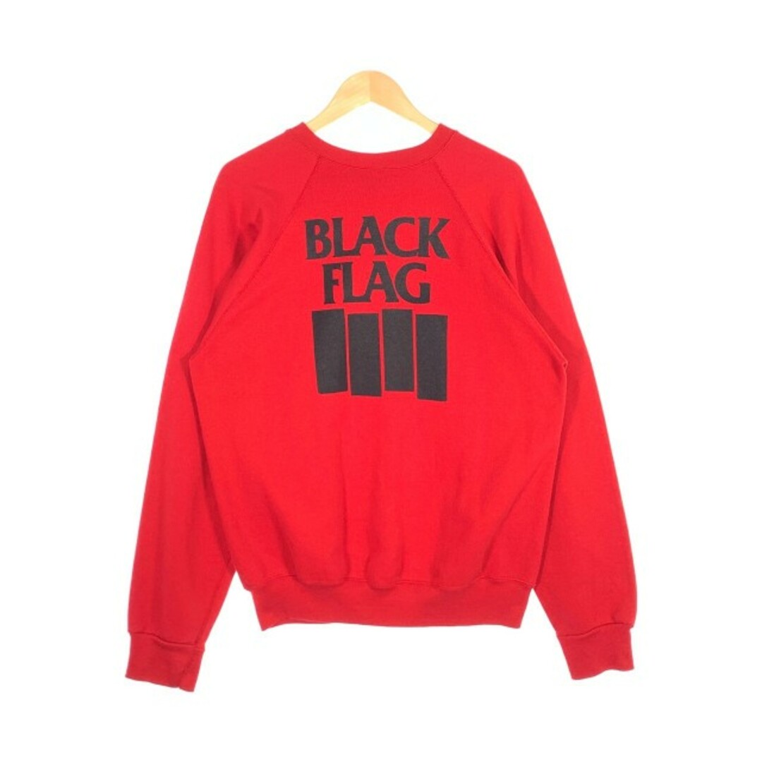 BLACK FLAGプリントラグランスリーブスウェットクルーネックトップス