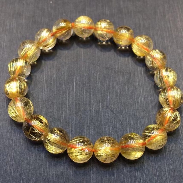 ⭐︎【天然】ゴールド ルチル クオーツ ブレスレット 9.5mm # www.uig