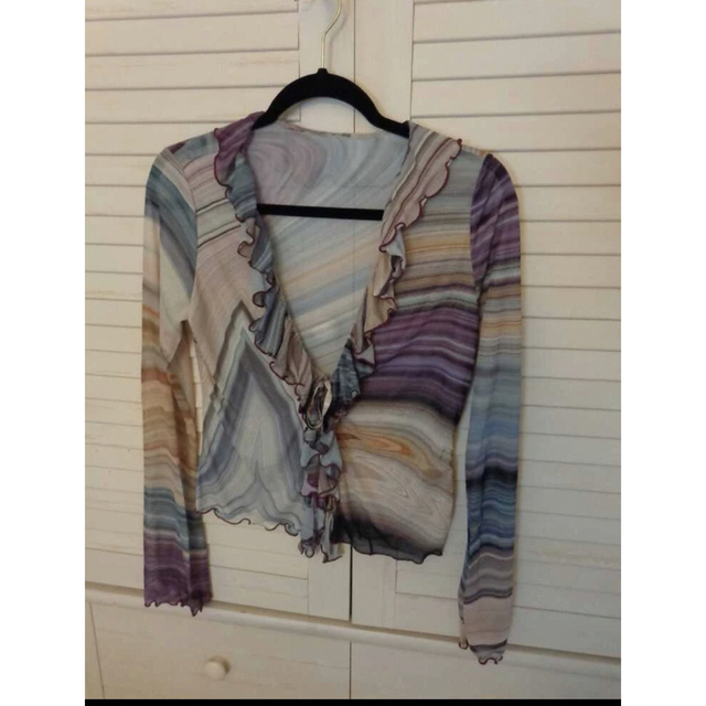 ㉗　シアー　カーディガン　トップス　y2k アメカジ　サブカル　シティーガール レディースのトップス(シャツ/ブラウス(長袖/七分))の商品写真