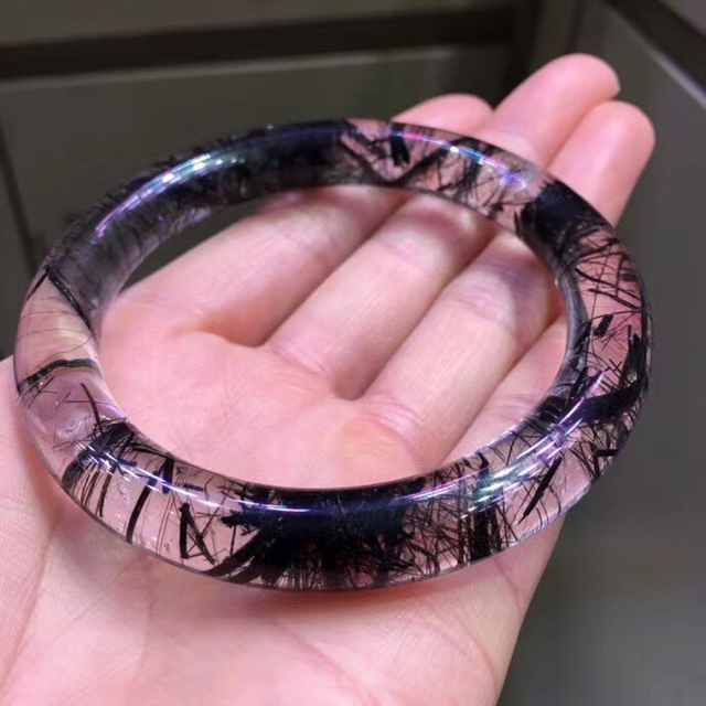 天然】ブラックルチルクォーツ ブレスレット バングル 58.5mm-