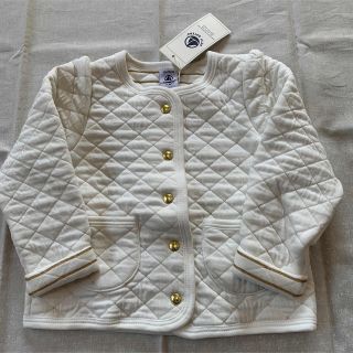 プチバトー(PETIT BATEAU)のプチバトー　キルティングカーディガン　24m新品　白(カーディガン)