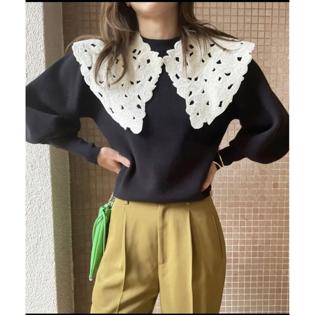 Ameri VINTAGE(アメリヴィンテージ)のAMERI UND RENEE VELOUR COLLAR KNIT レディースのトップス(ニット/セーター)の商品写真