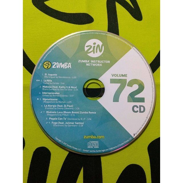 Zumba(ズンバ)のZUMBA　ズンバ　ZIN72　CD＆DVD　インストラクター専用 エンタメ/ホビーのDVD/ブルーレイ(スポーツ/フィットネス)の商品写真