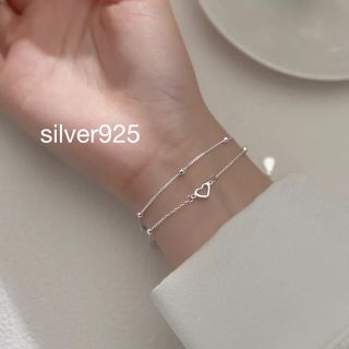 スモール ハート チェーン ブレスレット 2連 silver925(ブレスレット/バングル)