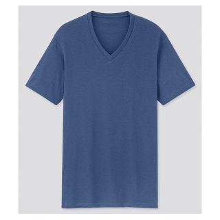 ユニクロ(UNIQLO)の【新品】ドライカラーVネックT(半袖) UNIQLO メンズ XS BLUE(Tシャツ/カットソー(半袖/袖なし))