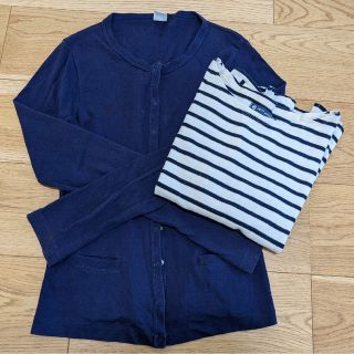 プチバトー(PETIT BATEAU)のプチバトー　ボーダー長袖&カーディガンセット(カットソー(長袖/七分))