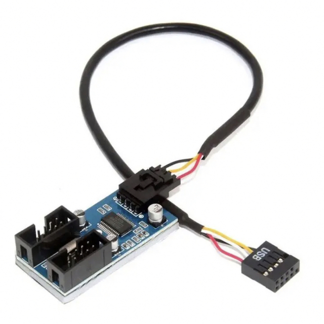 【内部USB9ピン電源用】マザーボードUSB 9ピン 増設 内部用 2ポート スマホ/家電/カメラのPC/タブレット(PCパーツ)の商品写真