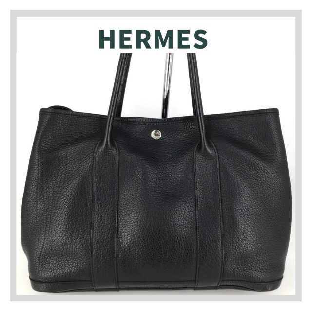 HERMES エルメス ガーデンパーティ　PM　刻印□L トートバッグ ブラック