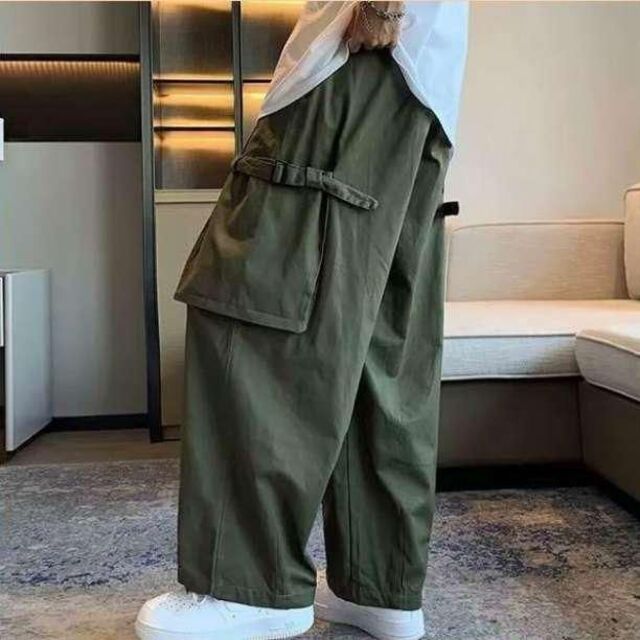 カーゴパンツ ワイド ユニセックス イージー 袴パンツ カーキ