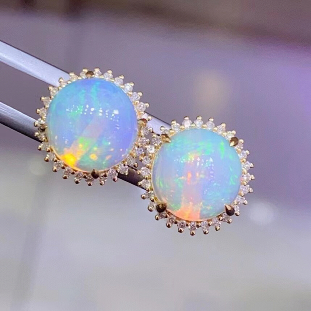 独特な店 ⭐天然 オパール 4.8ct k18 ピアス ダイヤ ピアス