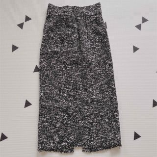 ザラ(ZARA)のZARA ツイード スカート タイト ロング スリット フリンジ(ロングスカート)