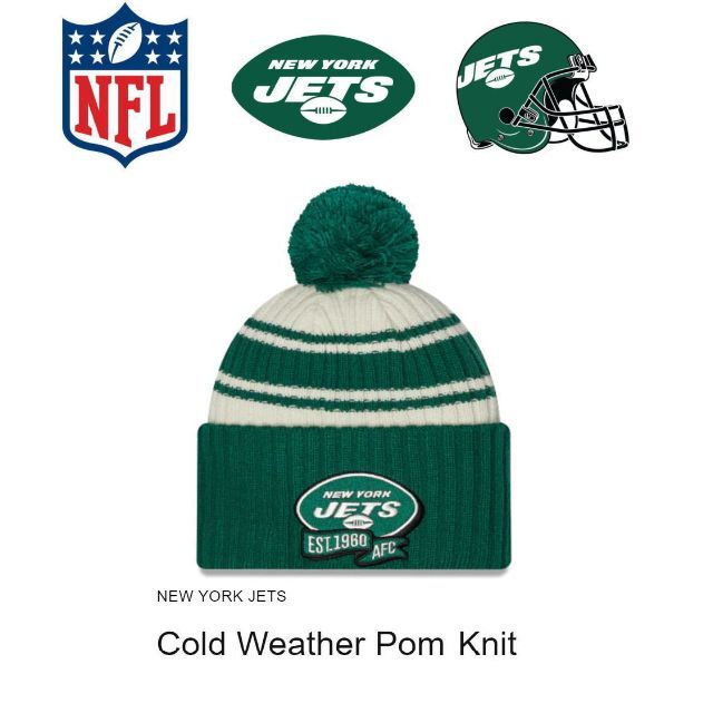 NEW ERA(ニューエラー)のニューエラ NY JETS ニューヨークジェッツ ケーブルニットキャップ メンズの帽子(ニット帽/ビーニー)の商品写真