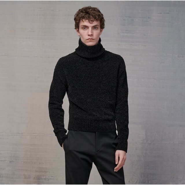 史上一番安い HERMES シルク100% 切り替え ジップ付き タートルニット