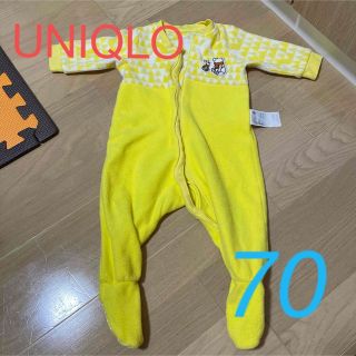 ユニクロ(UNIQLO)のユニクロ　フリース　ロンパース　70cm プーさん(カバーオール)