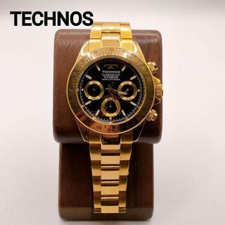 テクノス(TECHNOS)のTECHNOS クロノグラフ T4684 ゴールド 動作品 クォーツ テクノス(腕時計(アナログ))