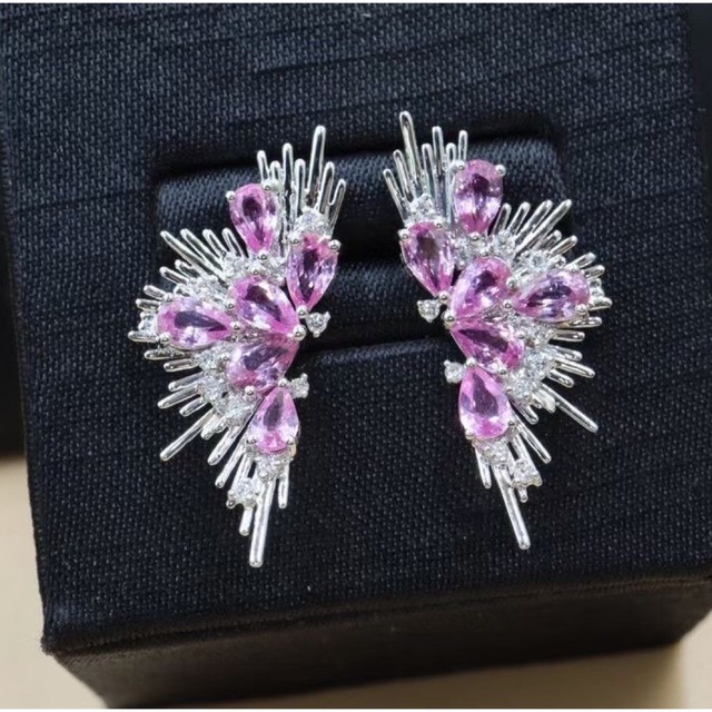 お買得!】 ダイヤ 非加熱パパラチアサファイア 天然 ピアス3.1ct f
