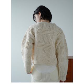 クラネ clane WIDE CHECK HAND KNIT ホワイト 1