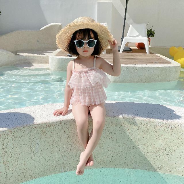 再入荷❤️ オフショル ビキニ 新品 リボン フリル 白 青 緑 キッズ