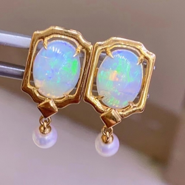 現金特価】 ⭐天然 3.8ct k18 ピアス ダイヤ オパール ピアス