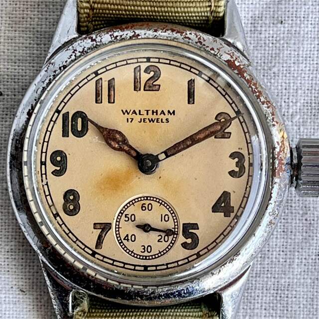 【希少】 1943年製 WALTHAM 米海軍実物　navy army 軍用時計