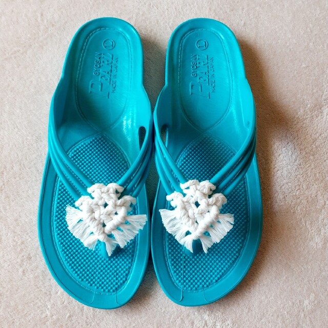 ギョサン アレンジ マクラメ編み ターコイズブルー レディースの靴/シューズ(サンダル)の商品写真