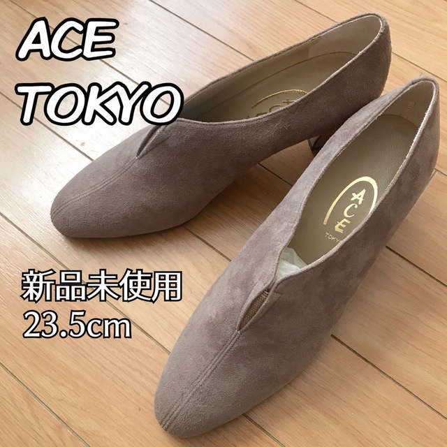 ACE TOKYO　ショートブーツ　太ヒール　ブラウン　茶　本革　23.5cm