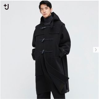 ユニクロ(UNIQLO)のUNIQLO +J ウールオーバーサイズダッフルコート 黒L 新品 21aw(ダッフルコート)