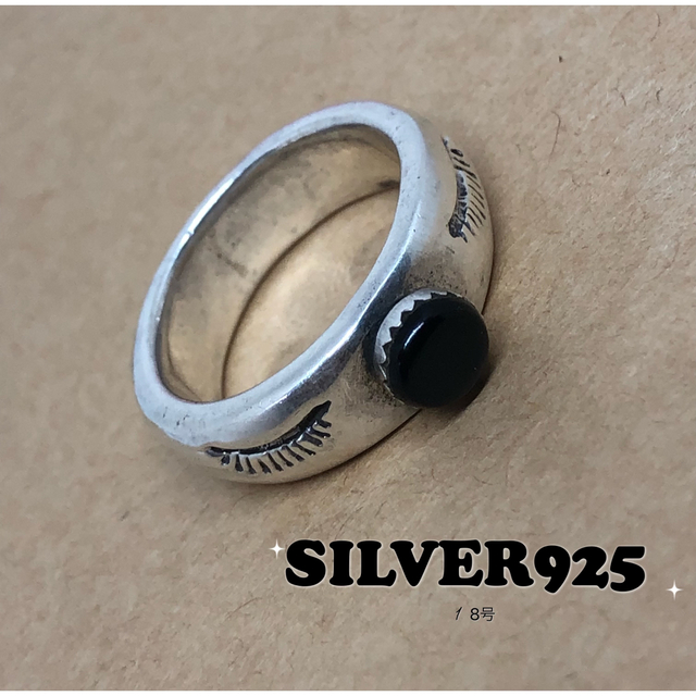 SILVER925オニキス　ワイドギフト　シルバーリングお守り18号　ほウY メンズのアクセサリー(リング(指輪))の商品写真