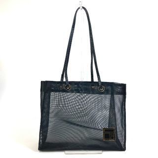 フェンディ FENDI メッシュ ロゴ トートバッグ ナイロン/レザー ブラック