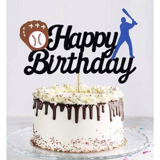 ケーキトッパー　ケーキ飾り 野球　誕生日　Happy  birthday(その他)