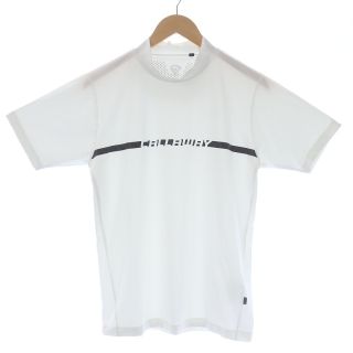 キャロウェイ(Callaway)のCALLAWAY モックネックシャツ ゴルフウェア 半袖 ロゴ M 白 黒(Tシャツ/カットソー(半袖/袖なし))