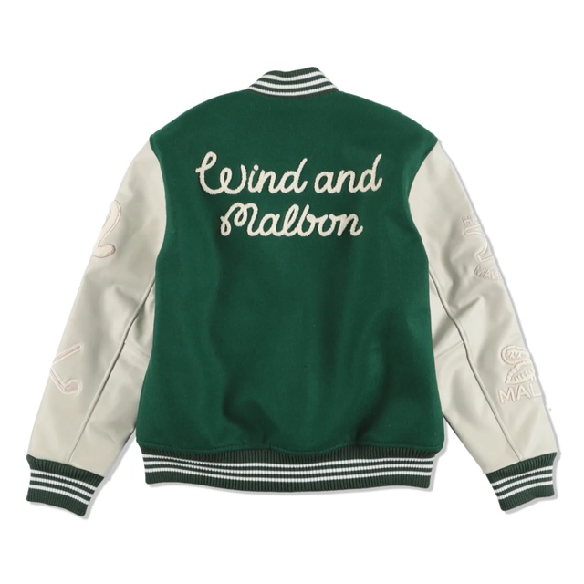 MALBON GOLF X WDS VARSITY JACKET / GREEN