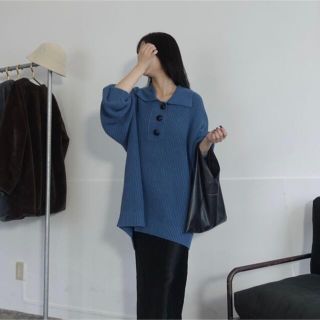 エモダ(EMODA)のfew, Volume knit ブルー(ニット/セーター)