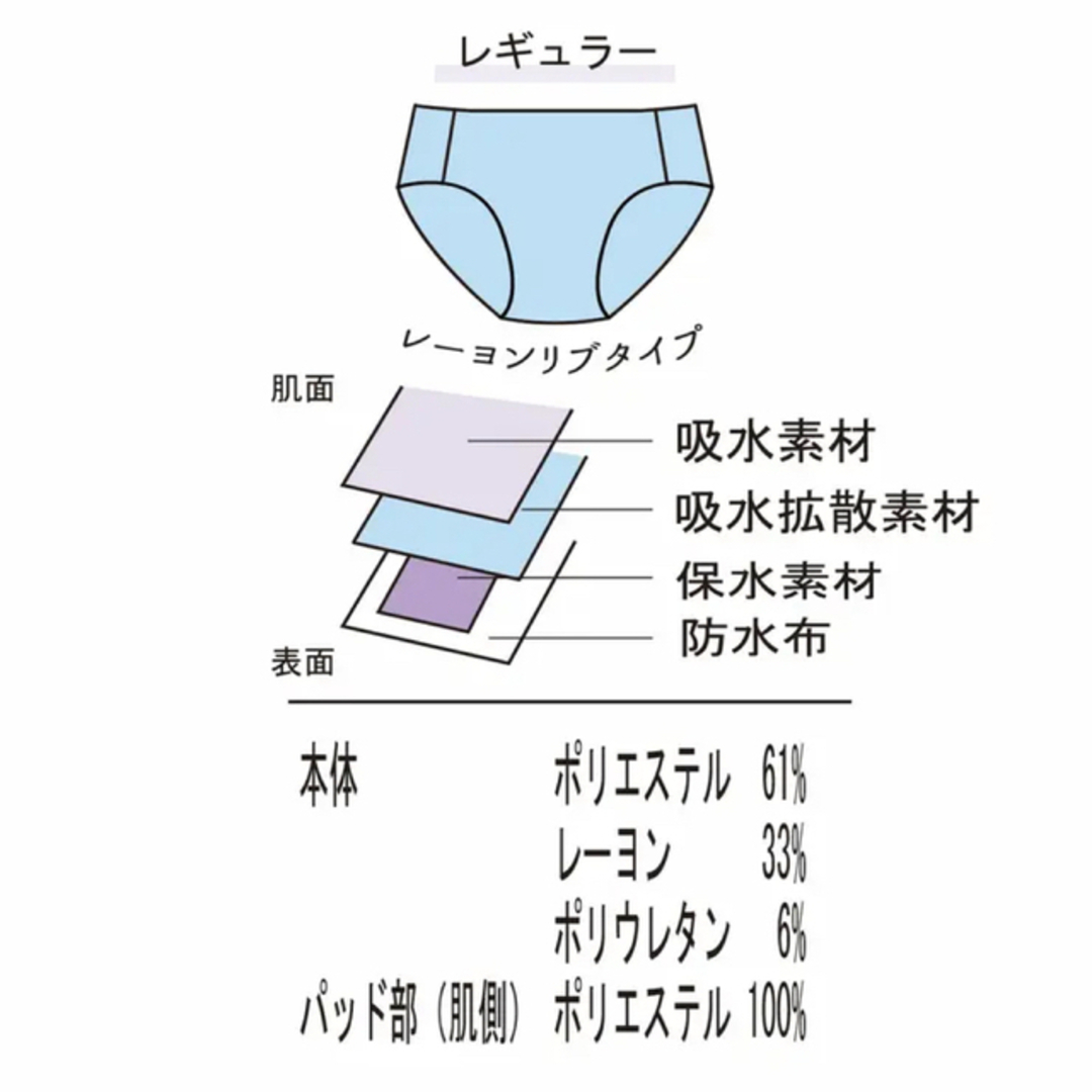 2点 吸水サニタリーショーツ（レギュラーレーヨンリブリブタイプ）Lサイズ レディースの下着/アンダーウェア(ショーツ)の商品写真