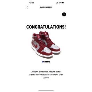 ナイキ(NIKE)の【新品未使用】AIR JORDAN 1 MID CHERRYWOOD RED(スニーカー)