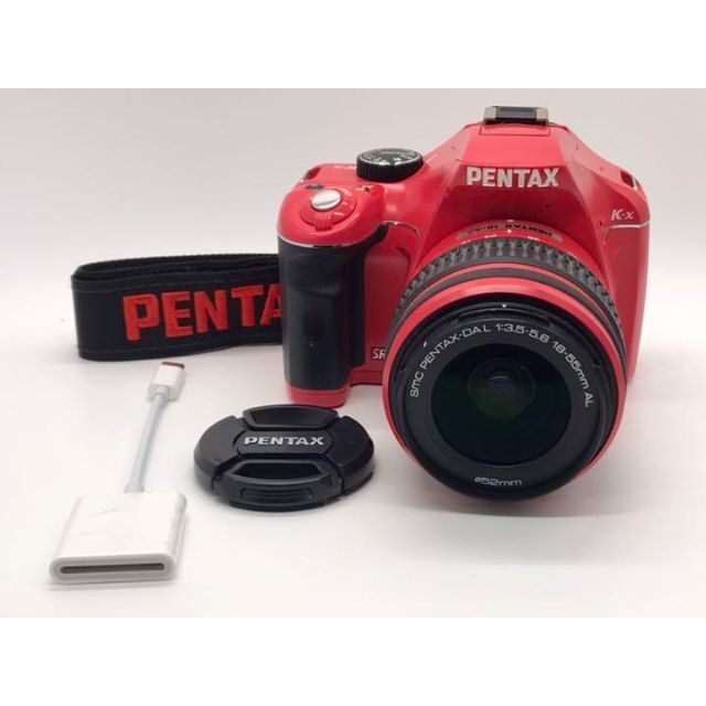 PENTAX(ペンタックス)のスマホ転送OK! PENTAX K-x レッド 標準レンズセット #1311 スマホ/家電/カメラのカメラ(デジタル一眼)の商品写真