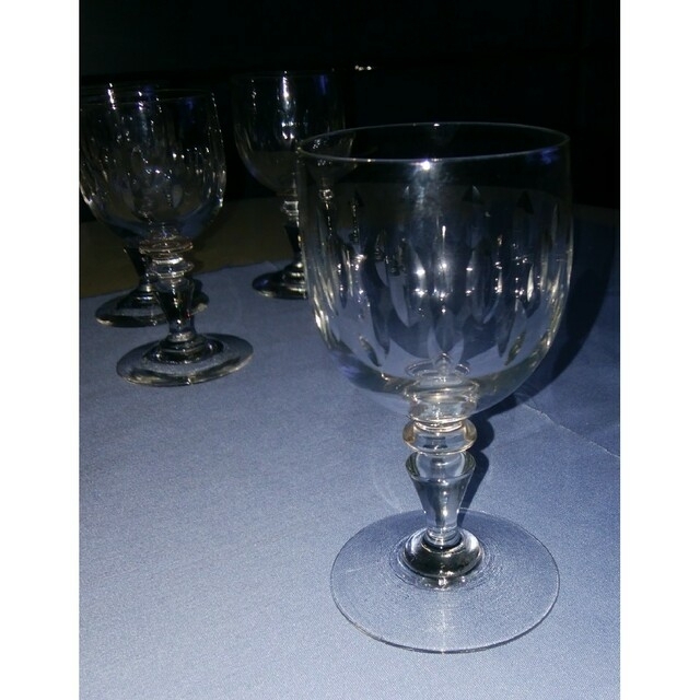 アンティークワイングラス 食前酒 クリスタルガラス フランス製 5客
