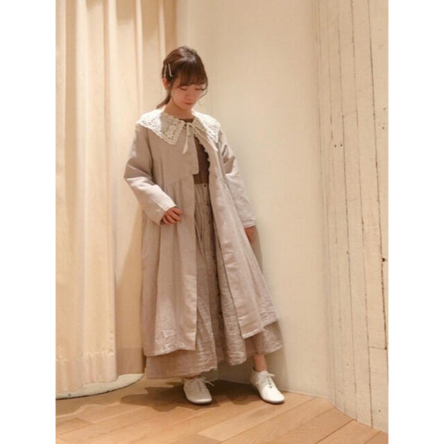 Samansa Mos2 Vネック開きコート ベージュ