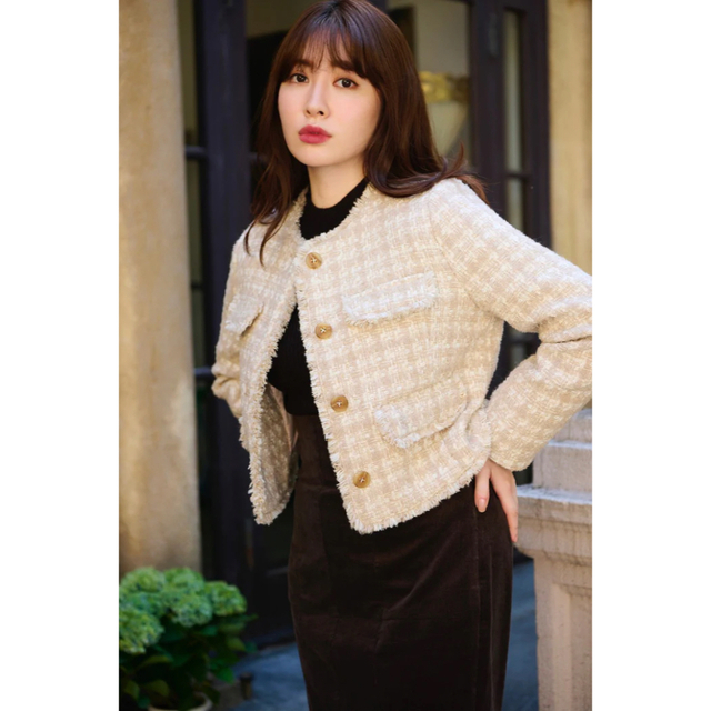 Wool-Blend Fancy Tweed Jacket