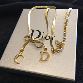 ディオール(Dior)のディオール Dior ゴールド リボン ネックレス チョーカー ヴィンテージ(ネックレス)