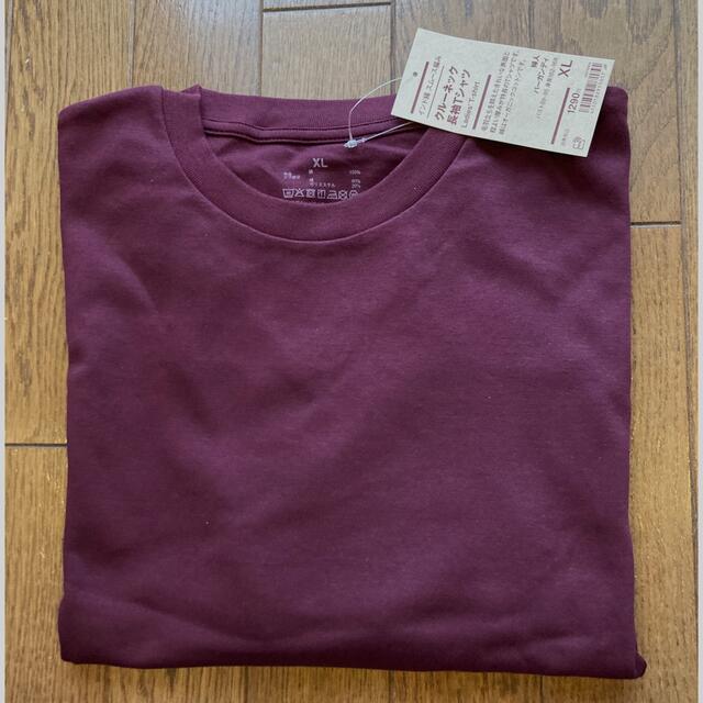MUJI (無印良品)(ムジルシリョウヒン)の無印良品 インド綿 スムース編み クルーネック 長袖Tシャツ XL バーガンディ レディースのトップス(Tシャツ(長袖/七分))の商品写真