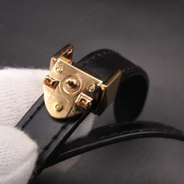 正規品】【Louis Vuitton】ブラック×ゴールド レザー ブレスレット-