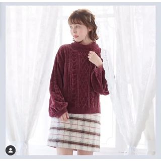 アメリエルマジェスティックレゴン(amelier MAJESTIC LEGON)の安い　レディース　ニット　トップス　セーター　ケーブル　秋服　冬服　赤　マジェ(ニット/セーター)