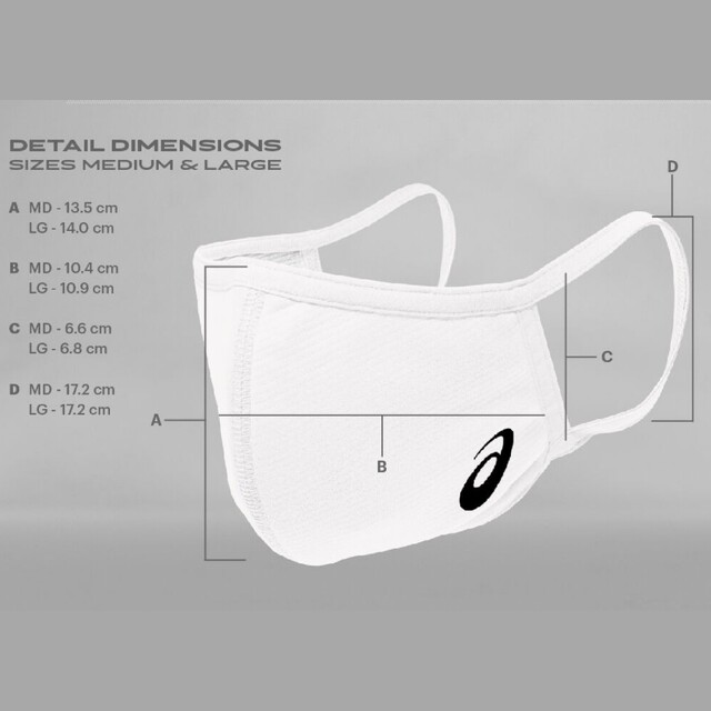 asics(アシックス)のASICS LOGO マスク2枚 アシックス フェイスカバー 黒/ロゴ赤 白 L スポーツ/アウトドアのランニング(その他)の商品写真