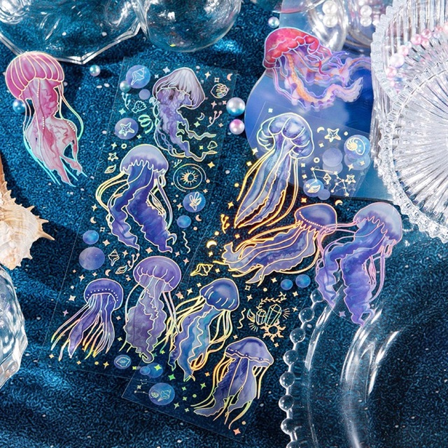 新品❗️クラゲ奇縁シリーズ 彩箔押しPETステッカーシール 6種12 新品❗️クラゲ奇縁シリーズ 彩箔押しPETステッカーシール 6種12